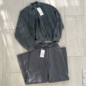 Zara Zippered Bomber Sweatsuit Set
